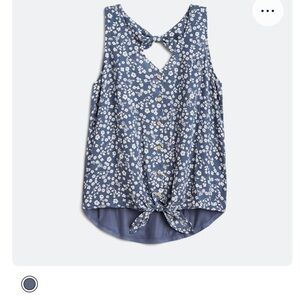 Blue Floral Back Detail Blouse